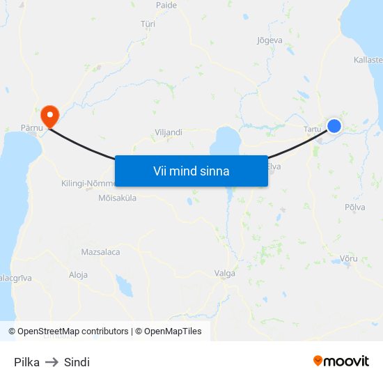 Pilka to Sindi map