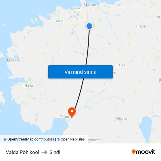 Vaida Põhikool to Sindi map