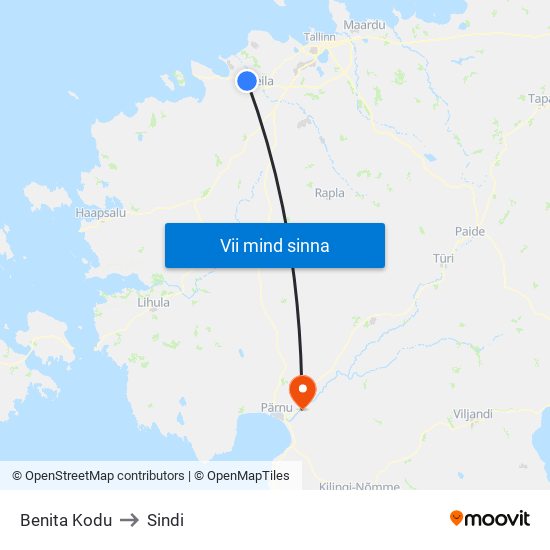 Benita Kodu to Sindi map