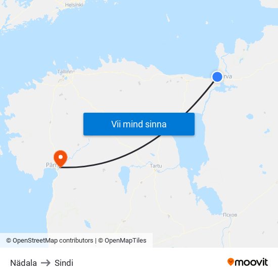 Nädala to Sindi map