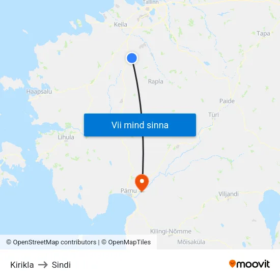 Kirikla to Sindi map