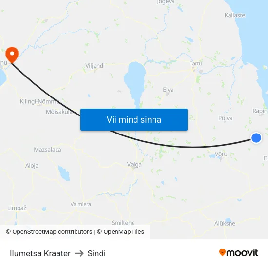 Ilumetsa Kraater to Sindi map