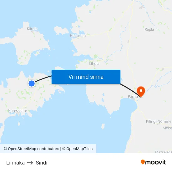 Linnaka to Sindi map