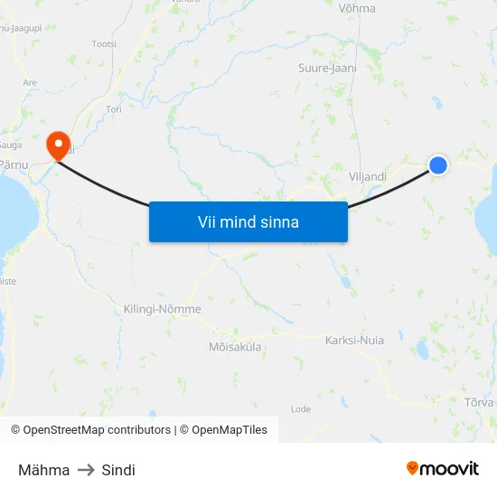 Mähma to Sindi map
