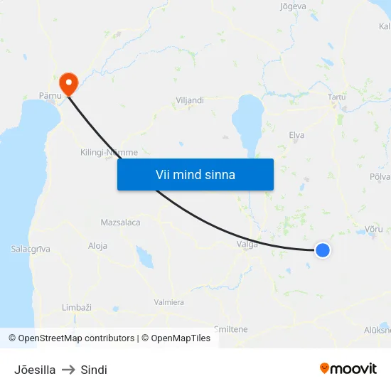 Jõesilla to Sindi map