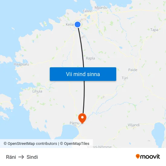 Räni to Sindi map