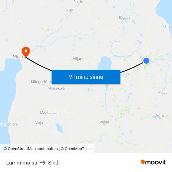 Lammimõisa to Sindi map