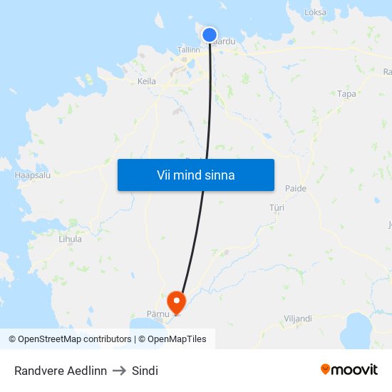 Randvere Aedlinn to Sindi map