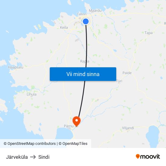 Järveküla to Sindi map