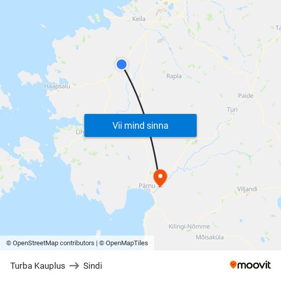 Turba Kauplus to Sindi map