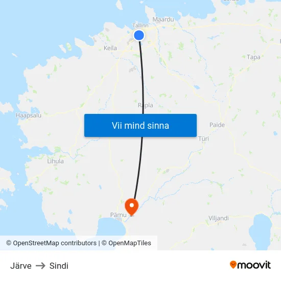 Järve to Sindi map