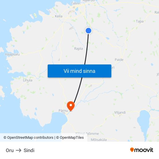 Oru to Sindi map