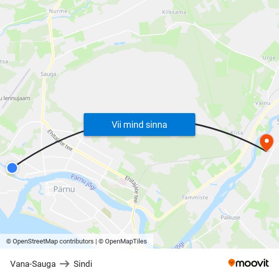 Vana-Sauga to Sindi map