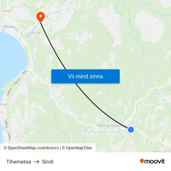 Tihemetsa to Sindi map