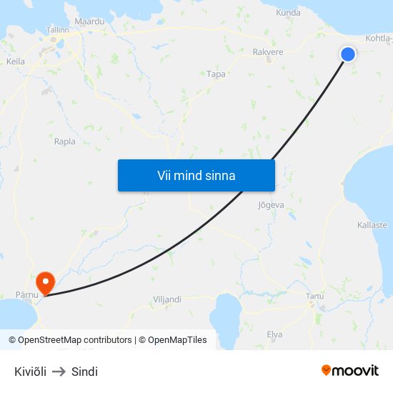 Kiviõli to Sindi map