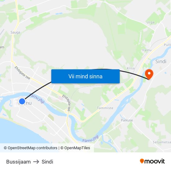 Bussijaam to Sindi map