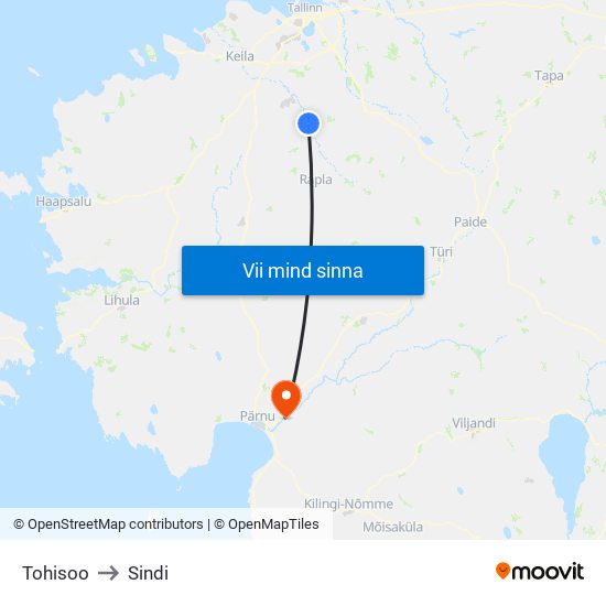 Tohisoo to Sindi map