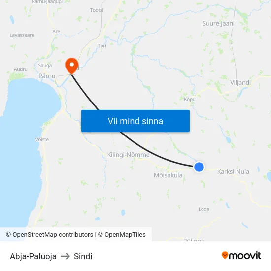 Abja-Paluoja to Sindi map