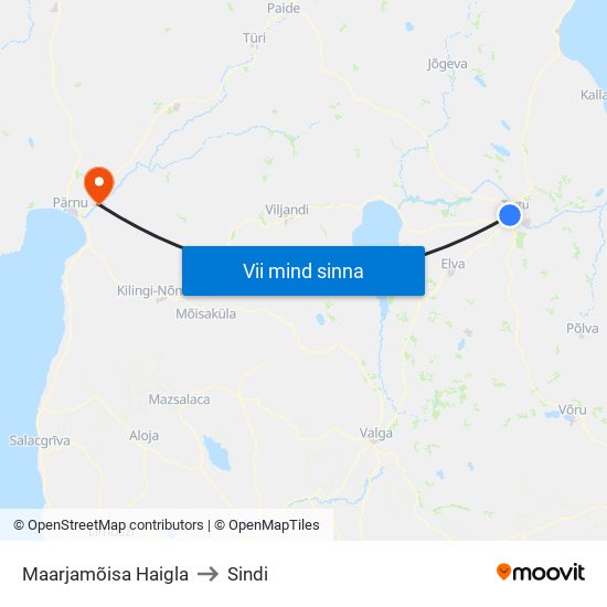 Maarjamõisa Haigla to Sindi map