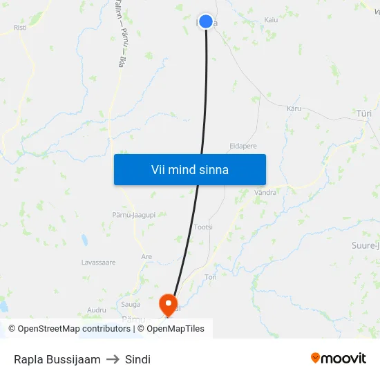 Rapla Bussijaam to Sindi map