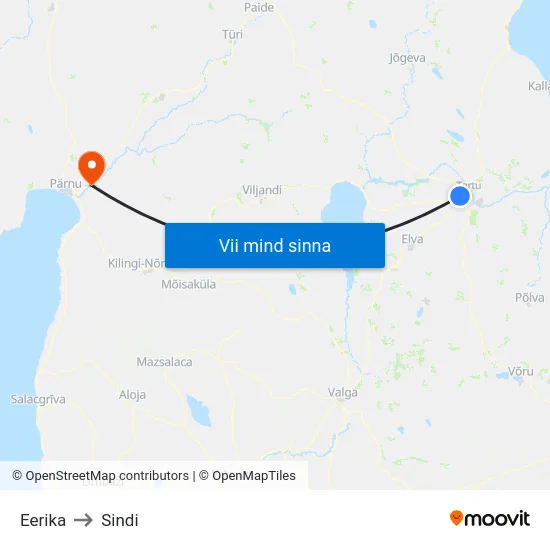 Eerika to Sindi map