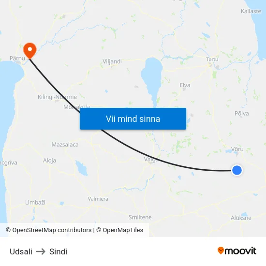 Udsali to Sindi map