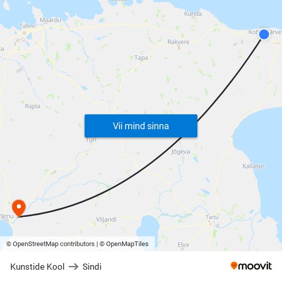 Kunstide Kool to Sindi map
