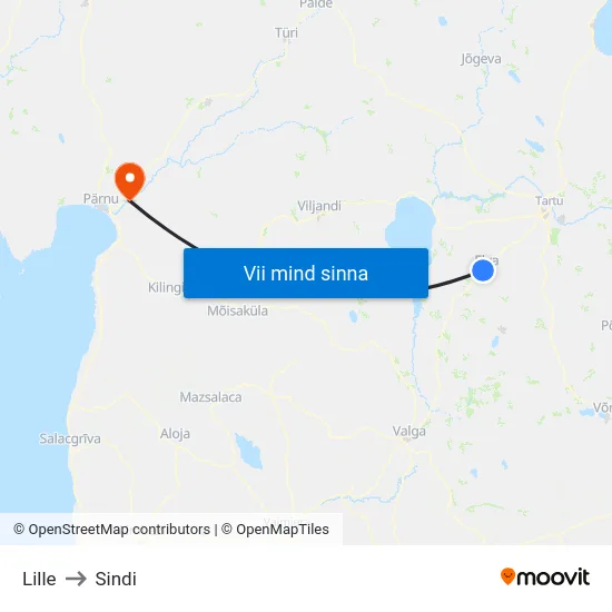 Lille to Sindi map