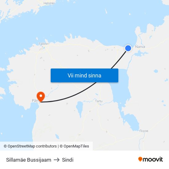 Sillamäe Bussijaam to Sindi map