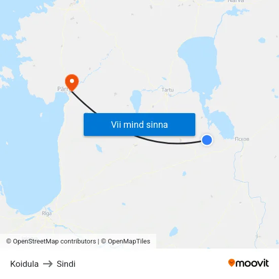 Koidula to Sindi map