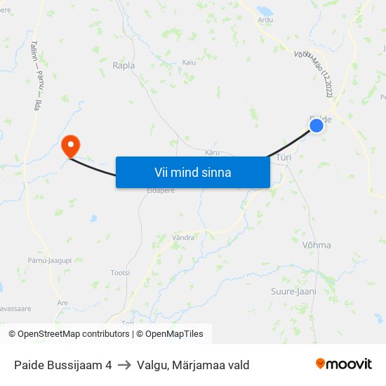 Paide Bussijaam 4 to Valgu, Märjamaa vald map