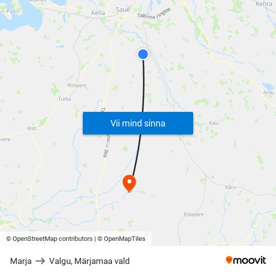 Marja to Valgu, Märjamaa vald map