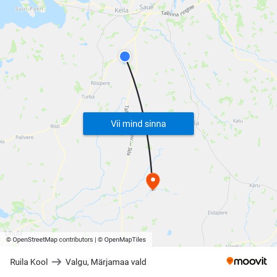 Ruila Kool to Valgu, Märjamaa vald map