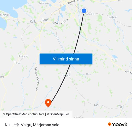 Kulli to Valgu, Märjamaa vald map