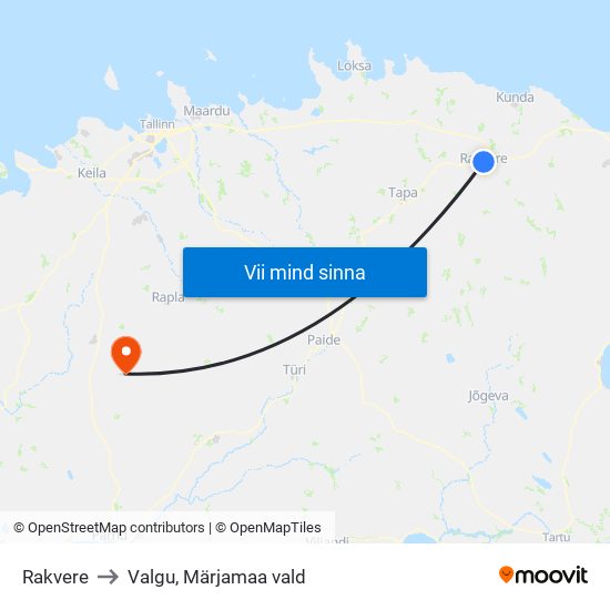 Rakvere to Valgu, Märjamaa vald map