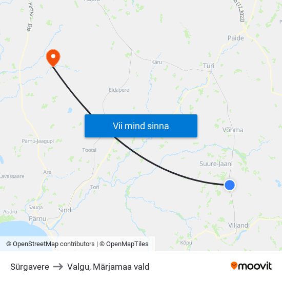 Sürgavere to Valgu, Märjamaa vald map