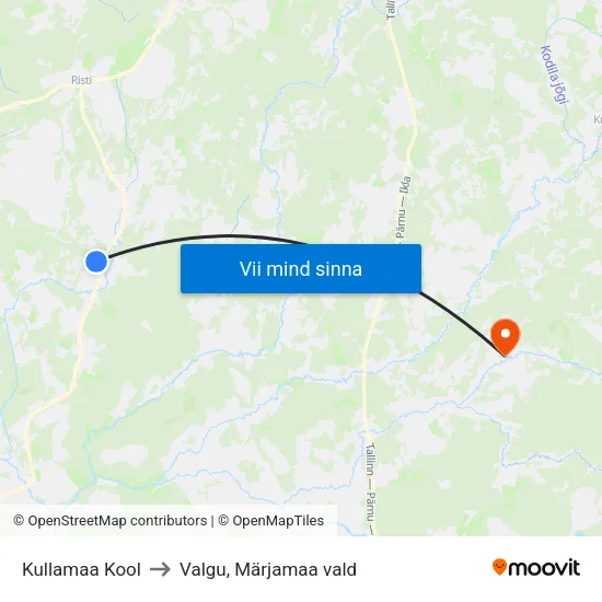 Kullamaa Kool to Valgu, Märjamaa vald map