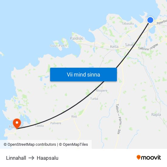Linnahall to Haapsalu map
