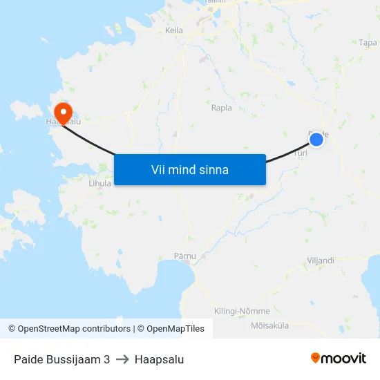 Paide Bussijaam 3 to Haapsalu map
