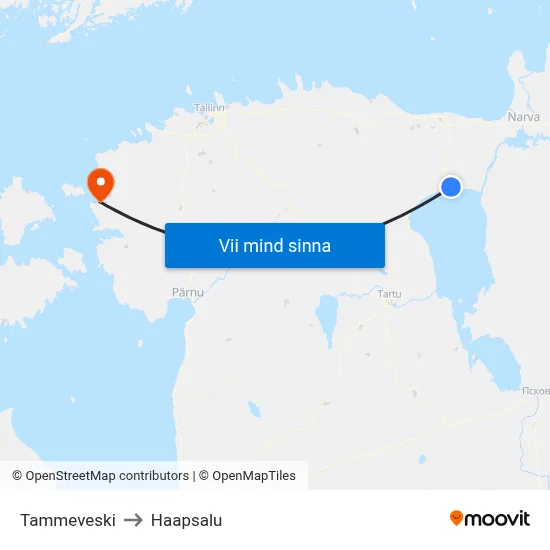 Tammeveski to Haapsalu map