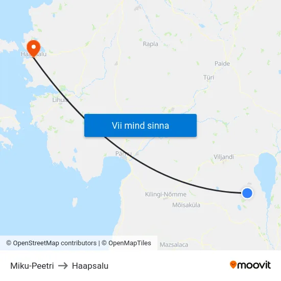 Miku-Peetri to Haapsalu map