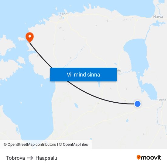 Tobrova to Haapsalu map
