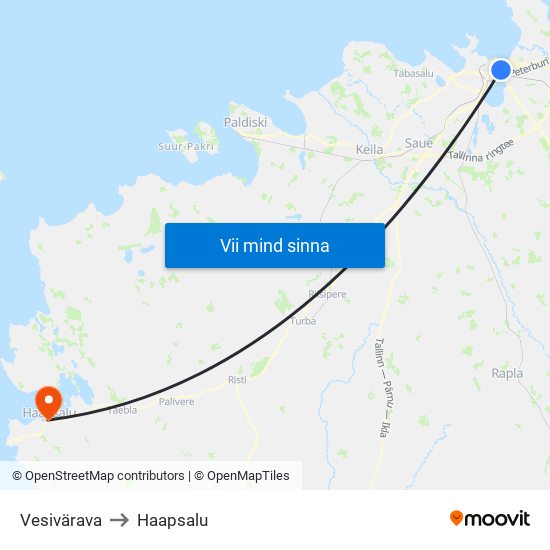 Vesivärava to Haapsalu map