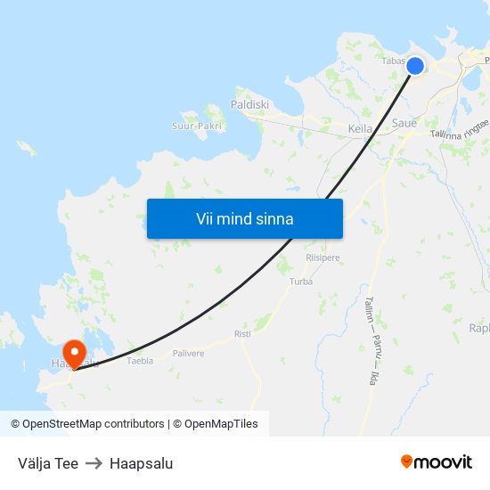 Välja Tee to Haapsalu map