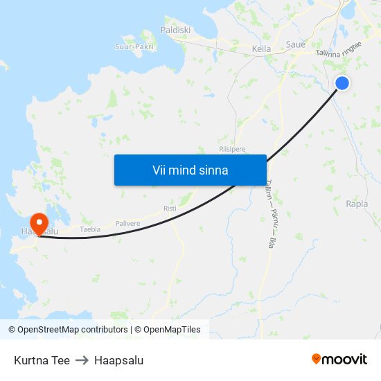 Kurtna Tee to Haapsalu map