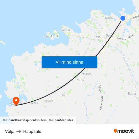 Välja to Haapsalu map