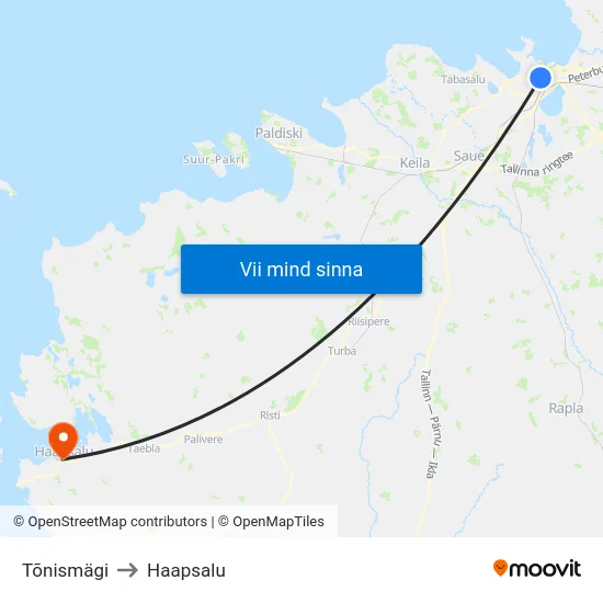 Tõnismägi to Haapsalu map