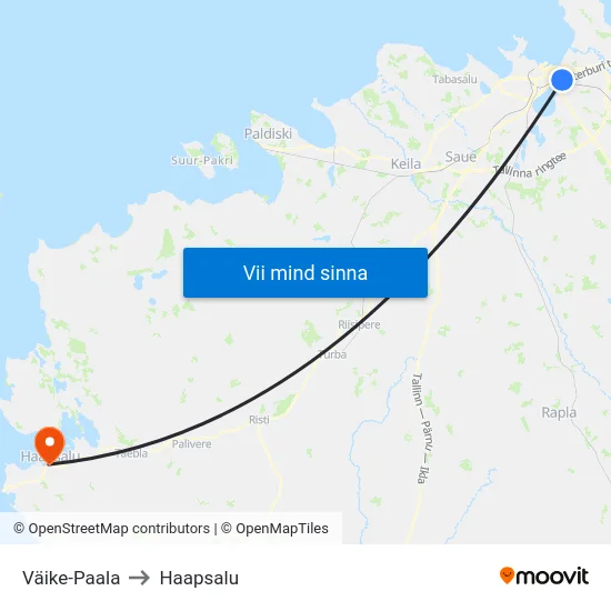 Väike-Paala to Haapsalu map