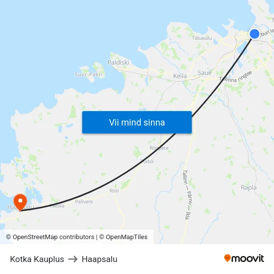 Kotka Kauplus to Haapsalu map
