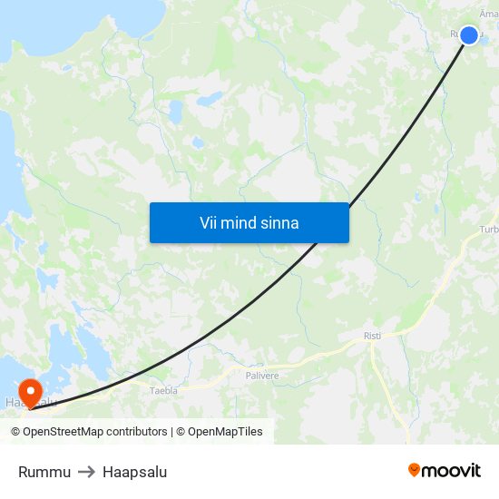 Rummu to Haapsalu map